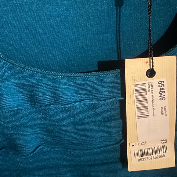 Studio M NEW Green Tiered Short Sleeves Knee-Length Casual Dress XS - Picture 4 of 4